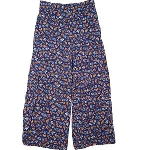 Madewell Navy Wide-Leg Floral Pants